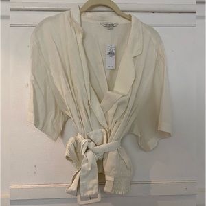 American Eagle Linen Belted Blouse